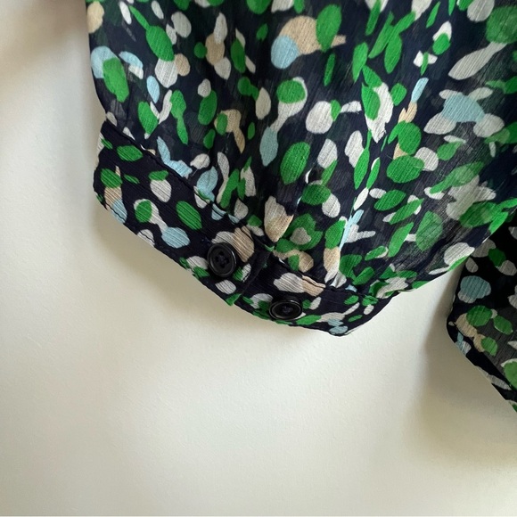 Chico's Women's Abstract Dot Print Long Sleeve Chiffon Tunic Top 8/10 Blue Green - Picture 14 of 14